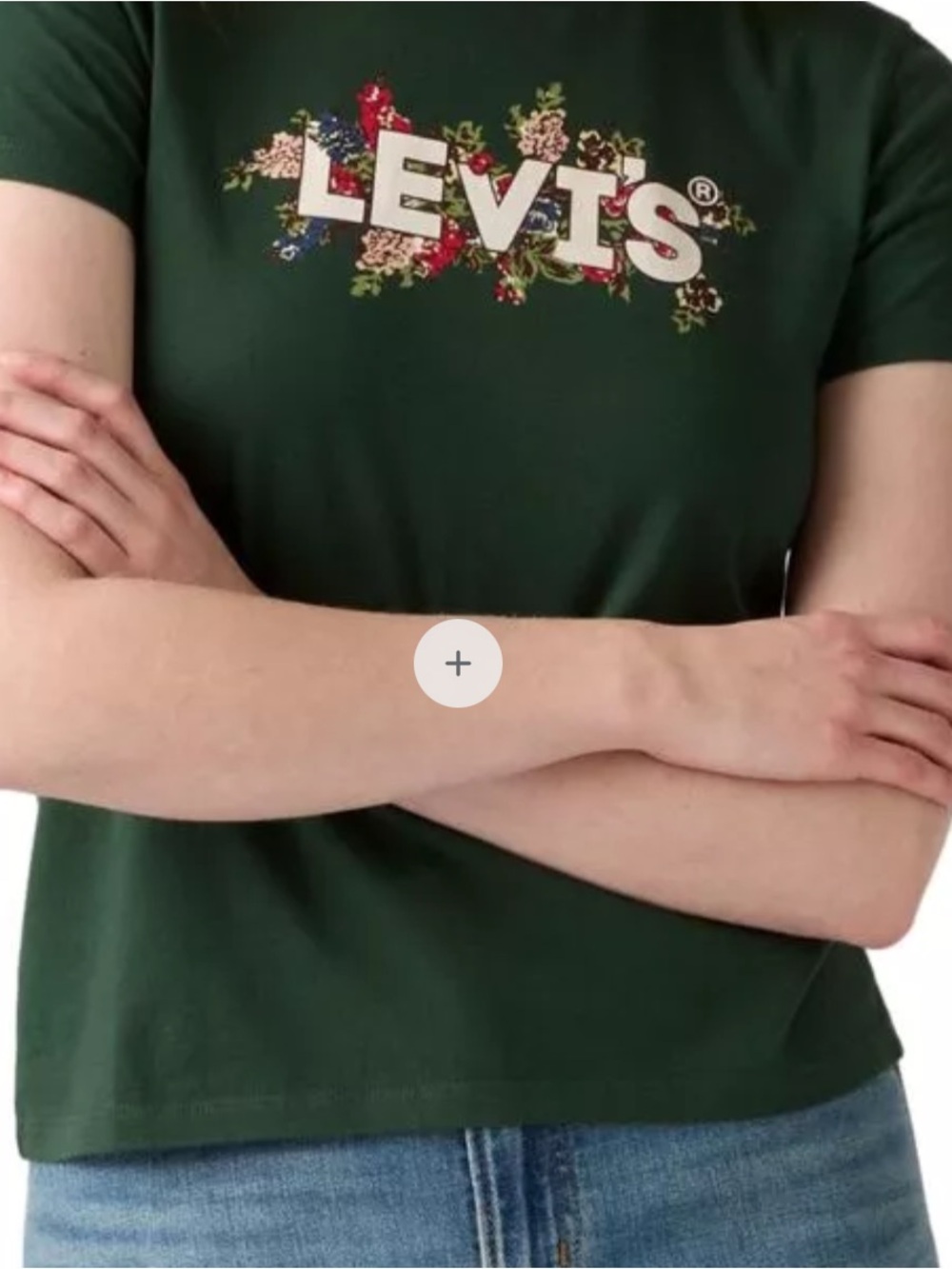 Levi's Dark Green Floral Logo Crew Tee
